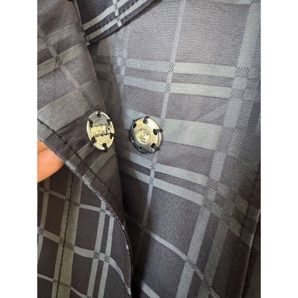 Vintage Y2K Mossimo Black Plaid Double Breasted Lightweight Trench Coat Large - Picture 4 of 15